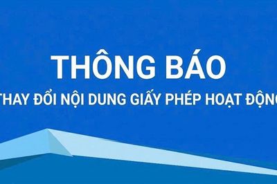 Quỹ tín dụng nhân dân Xuân Thành thông báo thay đổi nội dung Giấy phép hoạt động