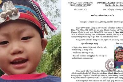 Khẩn tìm bé trai 22 tháng tuổi mất tích khi chơi trước sân