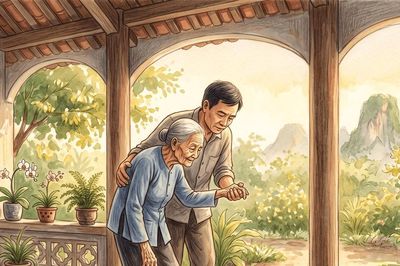 Dìu mẹ tập đi