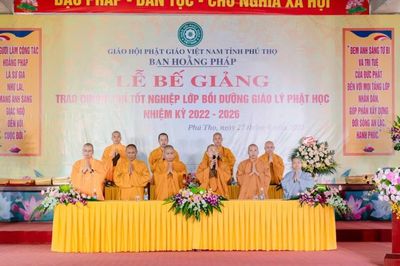 Phú Thọ: Bế giảng và trao chứng chỉ tốt nghiệp Lớp bồi dưỡng giáo lý Phật học nhiệm kỳ 2022-2026