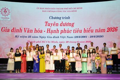 TP.HCM tuyên dương 104 gia đình Văn hóa - Hạnh phúc tiêu biểu năm 2026