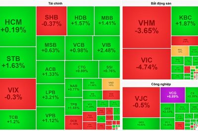 Nhóm ngân hàng bay cao, VN-Index vẫn bị đẩy lùi bởi bộ đôi VIC-VHM
