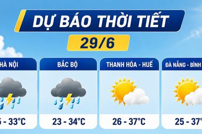 Thời tiết 29/6: Bắc bộ mưa lớn, Trung bộ tiếp tục nắng nóng