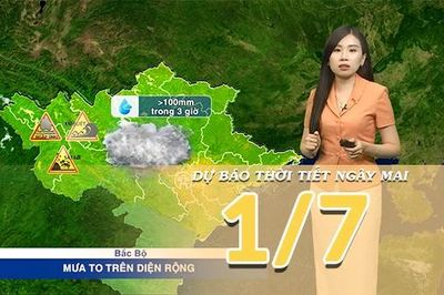 [Video] Dự báo thời tiết đêm nay và ngày mai ngày 1/7/2026: Bắc Bộ mưa lớn diện rộng, nắng nóng Trung Bộ tiếp tục suy giảm