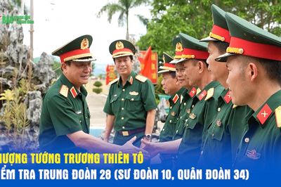Thượng tướng Trương Thiên Tô kiểm tra Trung đoàn 28 (Sư đoàn 10, Quân đoàn 34)