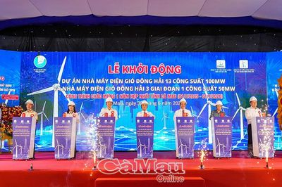 Khởi động 2 dự án điện gió tổng công suất 150 MW