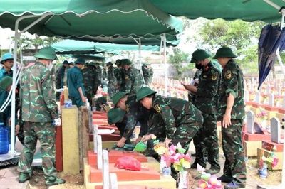 Lấy mẫu sinh phẩm hài cốt liệt sĩ tại nghĩa trang có số lượng mộ chưa xác định thông tin lớn nhất tỉnh Nghệ An