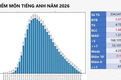 Hơn một nửa thí sinh có điểm dưới trung bình môn Tiếng Anh, số lượng điểm 10 tăng mạnh