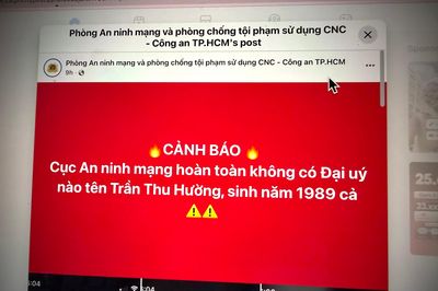 Công an cảnh báo về 'Đại úy Trần Thu Hường, sinh năm 1989'
