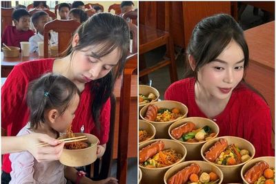 Hoa hậu Thanh Thủy nấu ăn, trao quà cho trẻ em vùng cao