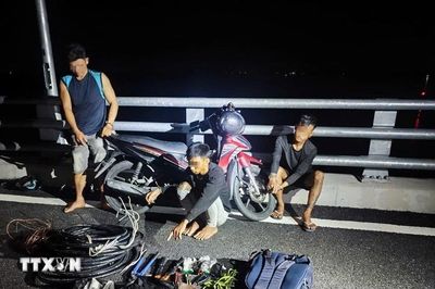 Bắt nhóm đối tượng chuyên cắt trộm dây cáp điện tại công trình cầu Đại Ngãi 2