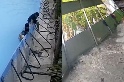 Cảnh 'khối nghỉ hè' phá sập hồ bơi, cuốn trôi đồ đạc khiến dân mạng ngẩn ngơ