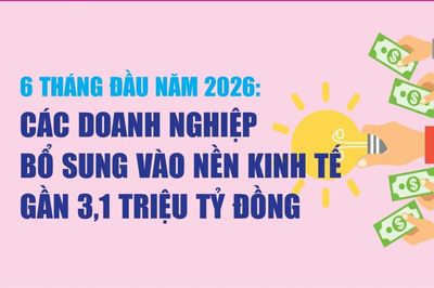 Infographics: 6 tháng đầu năm 2026, các doanh nghiệp bổ sung vào nền kinh tế gần 3,1 triệu tỷ đồng