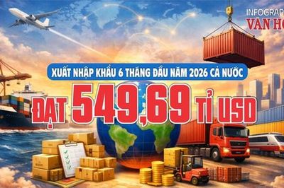Xuất nhập khẩu 6 tháng đầu năm 2026 chạm 549,69 tỉ USD, nhập siêu 16,65 tỉ USD