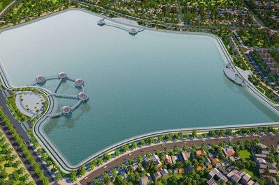 Toàn cảnh hồ Cự Khối lớn nhất Long Biên có thể chống ngập khi cần thiết