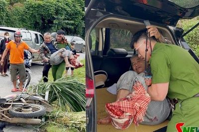 Đồng chí Đại úy Công an xã Tân Yên kịp thời cứu giúp người bị tai nạn giao thông
