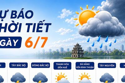 Thời tiết ngày 6/7: Bão số 1 suy yếu, Bắc bộ tiếp tục có mưa dông