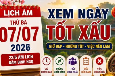 Lịch âm hôm nay 7/7/2026: Giờ đẹp, hướng tốt nên biết