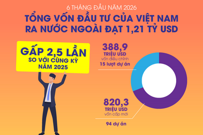 Đầu tư của Việt Nam ra nước ngoài 6 tháng đầu năm 2026 đạt 1,21 tỷ USD