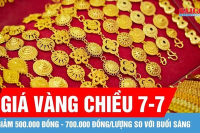 Chiều 7-7, giá vàng giảm 500.000 đồng - 700.000 đồng/lượng so với buổi sáng