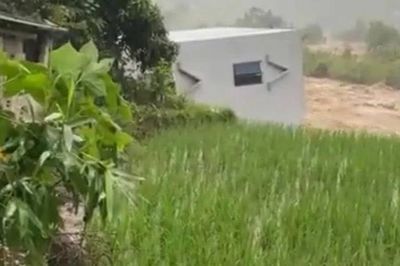 [Video] Mưa lũ làm sập nhà dân tại Lai Châu
