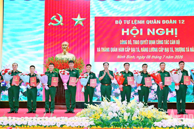 Quân đoàn 12 trao quyết định công tác cán bộ, thăng quân hàm và nâng lương năm 2026