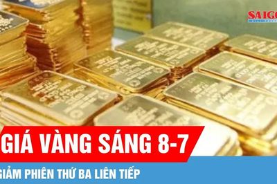 Sáng 8-7, giá vàng trong nước giảm phiên thứ ba liên tiếp