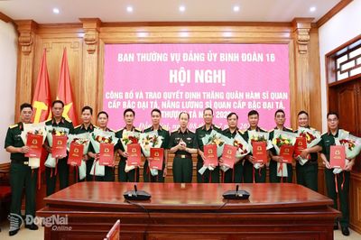 Binh đoàn 16 trao quyết định nhân sự, thăng quân hàm sĩ quan năm 2026