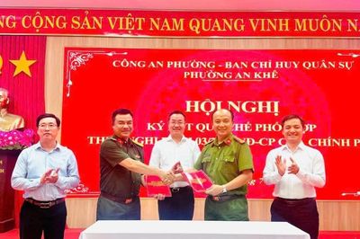 Công an và Ban Chỉ huy Quân sự phường An Khê ký kết Quy chế phối hợp bảo đảm ANTT