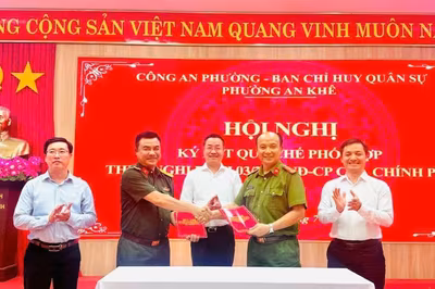 Công an và Ban Chỉ huy Quân sự phường An Khê ký kết Quy chế phối hợp bảo đảm ANTT