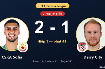 TRỰC TIẾPTrực tiếp CSKA Sofia vs Derry City: Hết hiệp 1, CSKA Sofia dẫn 2-1