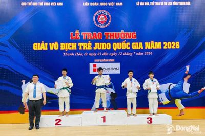 Đồng Nai xếp hạng ba toàn đoàn lứa tuổi 10-15 tại Giải vô địch trẻ Judo quốc gia năm 2026