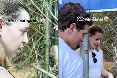 Du khách Tây 'mồm chữ O mắt chữ A', đứng cả buổi 'trêu' cây xấu hổ ở Mai Châu