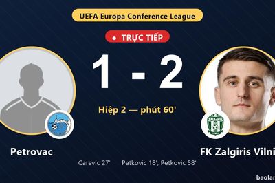 TRỰC TIẾPTrực tiếp Petrovac vs FK Zalgiris Vilnius: FK Zalgiris Vilnius vượt lên dẫn trước