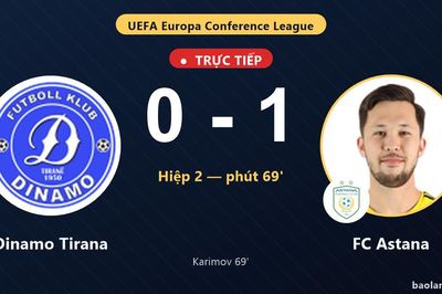 TRỰC TIẾPTrực tiếp Dinamo Tirana vs FC Astana: FC Astana mở tỷ số