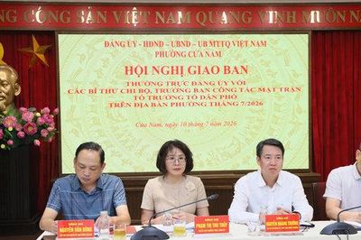 Thường trực Đảng ủy phường Cửa Nam giao ban với bí thư chi bộ, tổ trưởng tổ dân phố