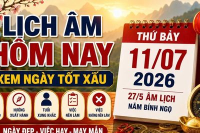 Lịch âm hôm nay 11/7/2026: Giờ đẹp, hướng tốt nên biết