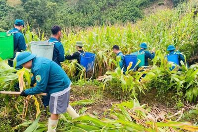 Xã Bản Liền: Gần 70 cán bộ, dân quân tự vệ hỗ trợ người dân khắc phục hậu quả thiên tai