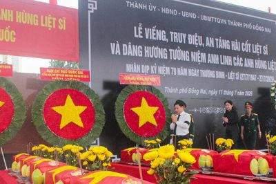 Phó Thủ tướng Nguyễn Văn Thắng dự lễ truy điệu, an táng 63 hài cốt liệt sĩ tại Đồng Nai