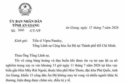 Chủ tịch UBND tỉnh An Giang gửi thư chia buồn tới Đại sứ và Tổng Lãnh sự Ấn Độ