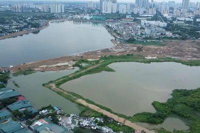Hồ điều hòa Phú Đô gấp rút hoàn thiện để chống ngập phía Tây Hà Nội