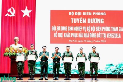 Tuyên dương Đội sử dụng chó nghiệp vụ Bộ đội Biên phòng tham gia hỗ trợ, khắc phục hậu quả động đất tại Venezuela