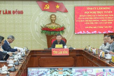 Lâm Đồng dự Hội nghị sơ kết ngành Nội chính Đảng toàn quốc