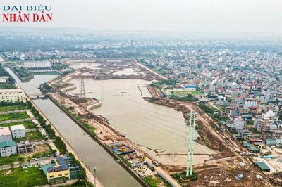 Hà Nội: Công trường thi công hồ điều hòa Yên Nghĩa 1 gần 860 tỷ đồng gấp rút về đích