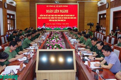 Đoàn công tác liên ngành Bộ Quốc phòng, Bộ Công an kiểm tra việc thực hiện Nghị định số 03 của Chính phủ 6 tháng đầu năm 2026 tại Nghệ An