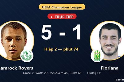 TRỰC TIẾPTrực tiếp Shamrock Rovers vs Floriana: Shamrock Rovers nới rộng cách biệt 5-1