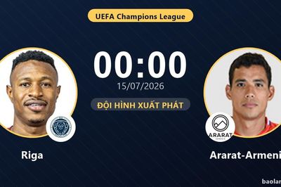 TRỰC TIẾPTrực tiếp Riga vs Ararat-Armenia: Đội hình xuất phát