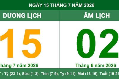Lịch âm dương ngày 15/7/2026: Giờ hoàng đạo và những lưu ý phong thủy quan trọng