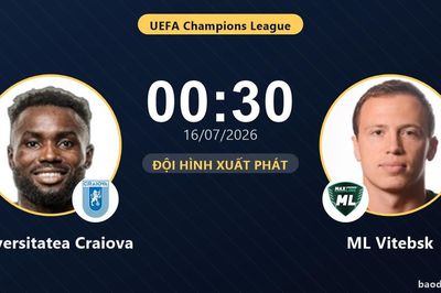 TRỰC TIẾPTrực tiếp Universitatea Craiova vs ML Vitebsk: Thế trận giằng co sau 38 phút, chưa có bàn thắng