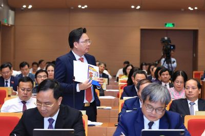 Đại biểu mang vỏ thuốc bảo vệ thực vật đến hội trường chất vấn rau phun thuốc
